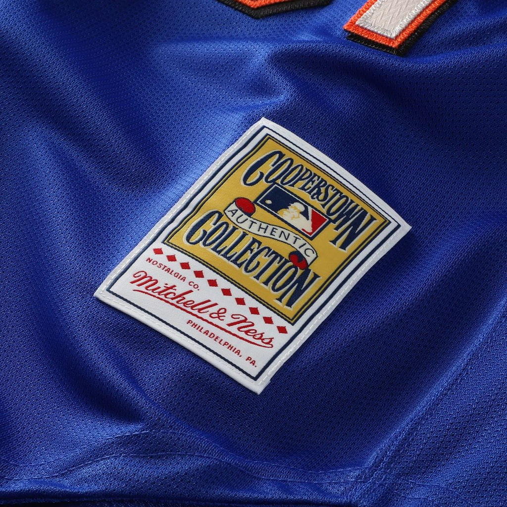 New York Mets Mike Piazza Mitchell & Ness Cooperstown Mesh Batting Practice Button - Up Jersey - Orange