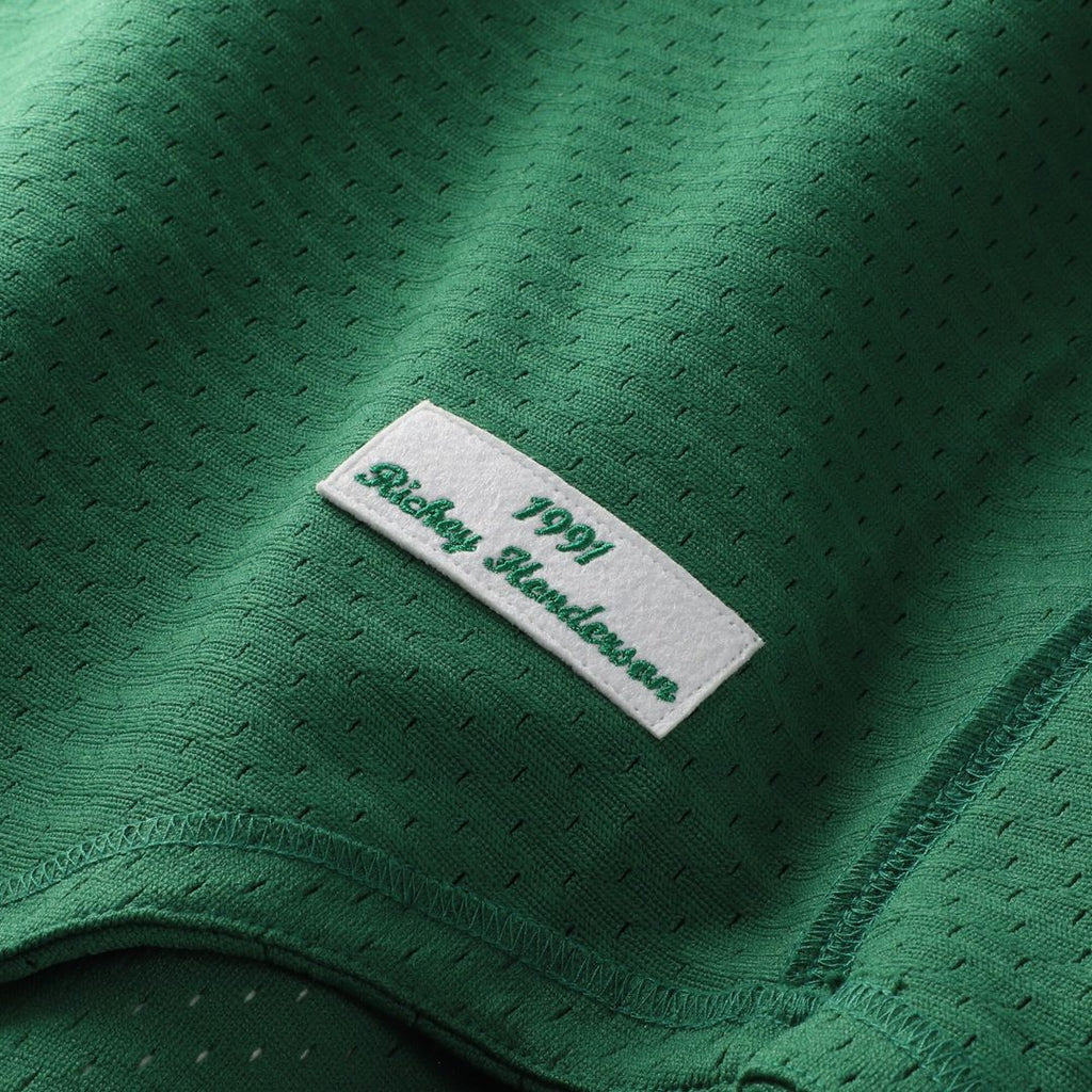 Athletics Rickey Henderson Mitchell & Ness Youth Cooperstown Mesh Batting Practice Jersey - Green