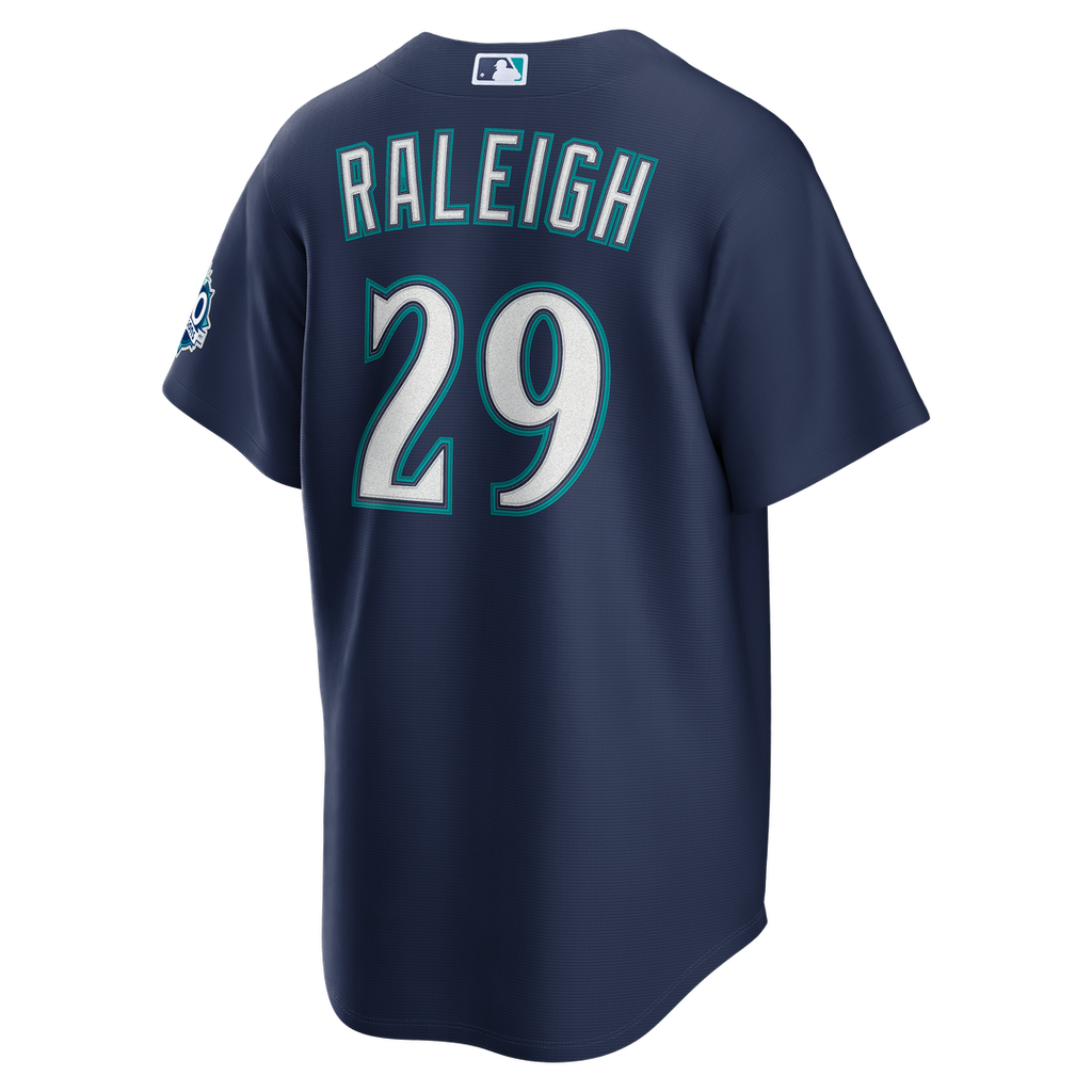 Seattle Mariners Cal Raleigh Nike Road Stadium 50th Season Patch Jersey - Navy