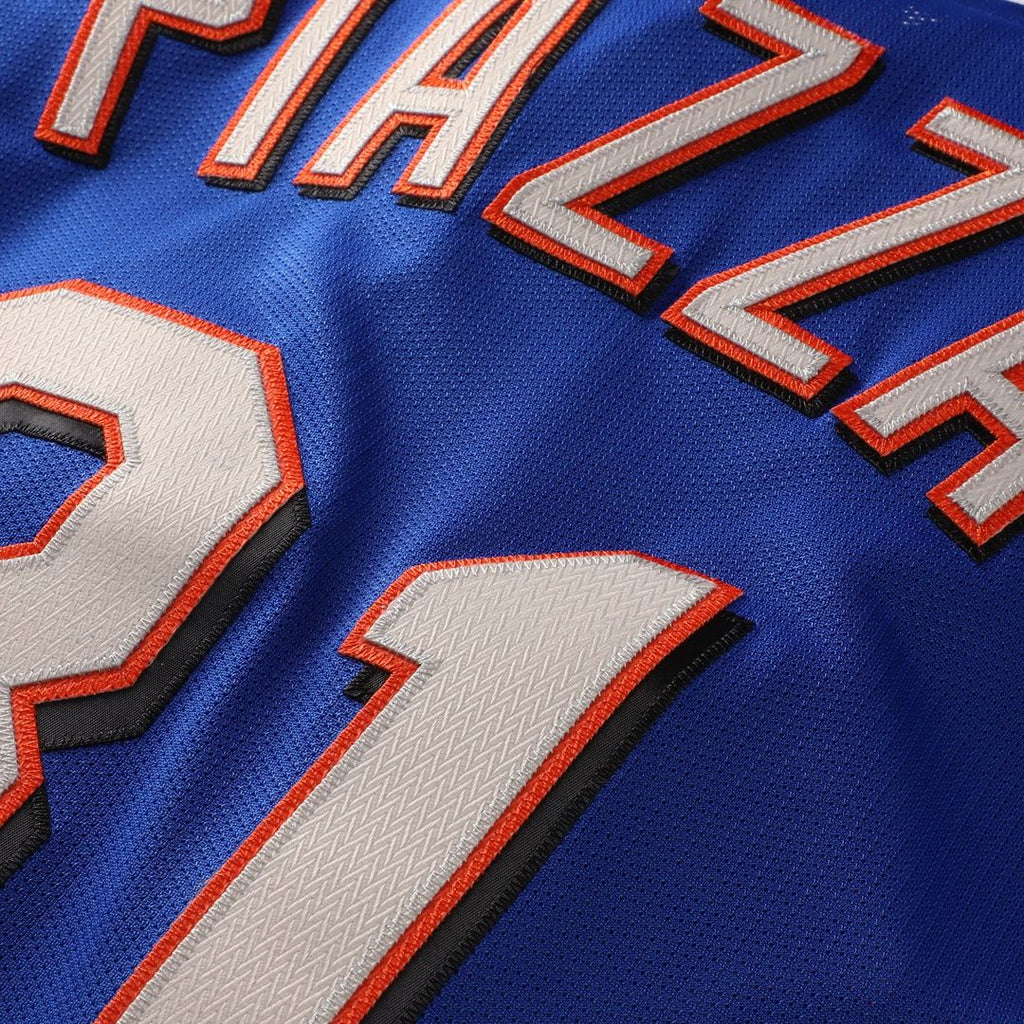 New York Mets Mike Piazza Mitchell & Ness Cooperstown Mesh Batting Practice Button - Up Jersey - Orange