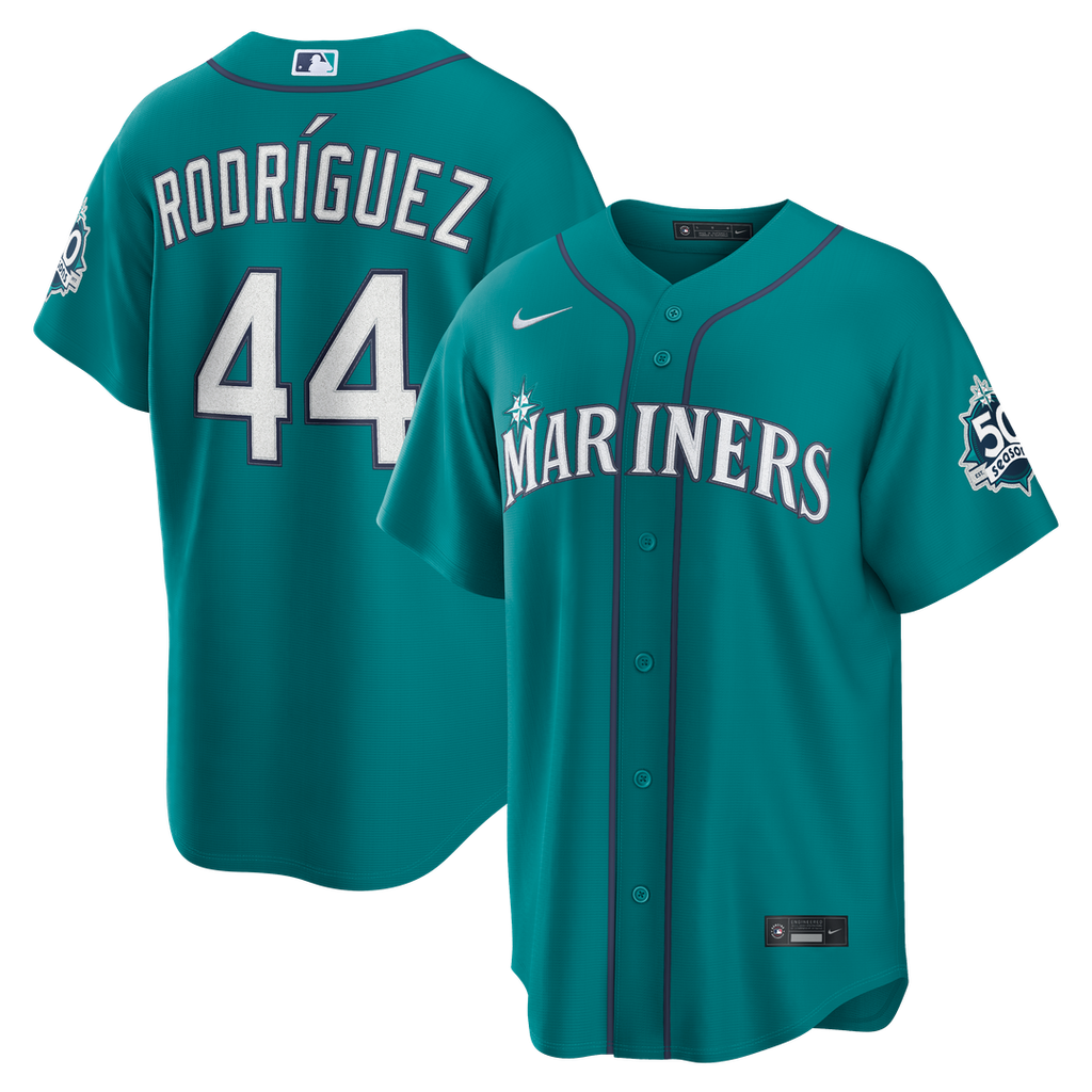 Seattle Mariners Julio Rodríguez Nike Alternate Stadium 50th Season Patch Jersey - Teal