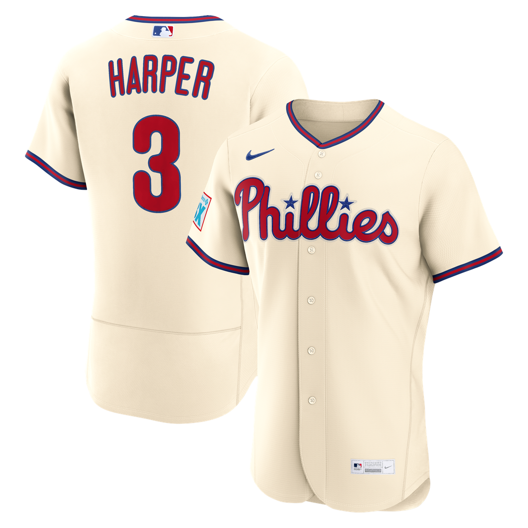 Philadelphia Phillies Bryce Harper Nike Alternate Authentic Sponsor Patch Jersey - Light Blue