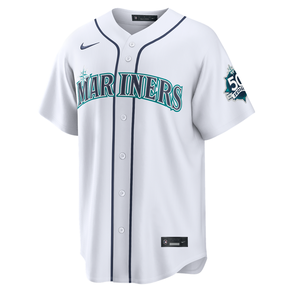 Seattle Mariners Cal Raleigh Nike Home Stadium 50th Season Patch Jersey - White